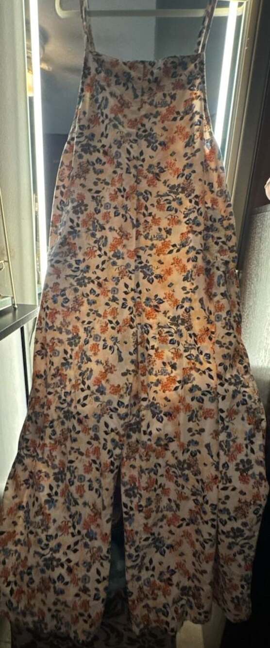 Floral Wide Leg Jumpsuit Size XL Multicolor Sleeveless Romper Overalls